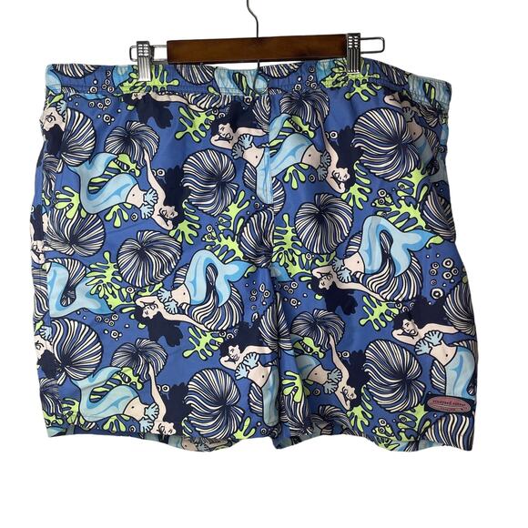 VV men's XL preppy swim trunks board shorts lined w mesh MERMAIDS elastic tie - Picture 1 of 13